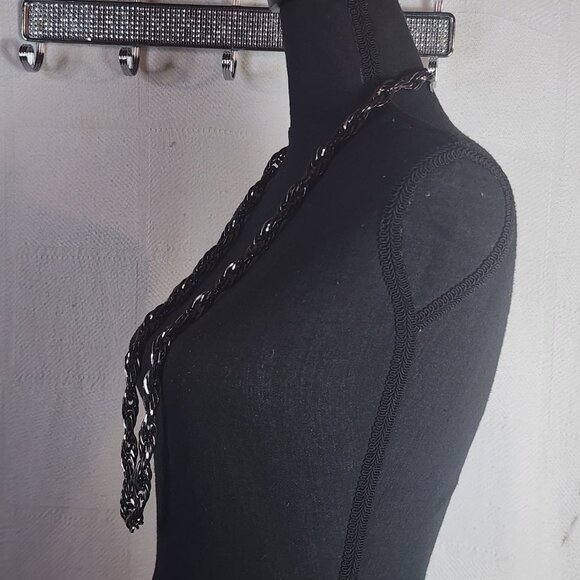 Chico's Pewter Chocolate Metal Tone Chunky Long Stmt 37.5" Rope Chain Necklace - Picture 7 of 16